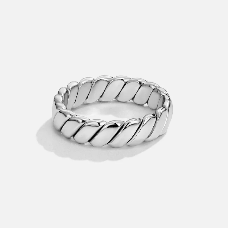 Ladies engraved ring-Calira Twisted Infinity Silver Ring