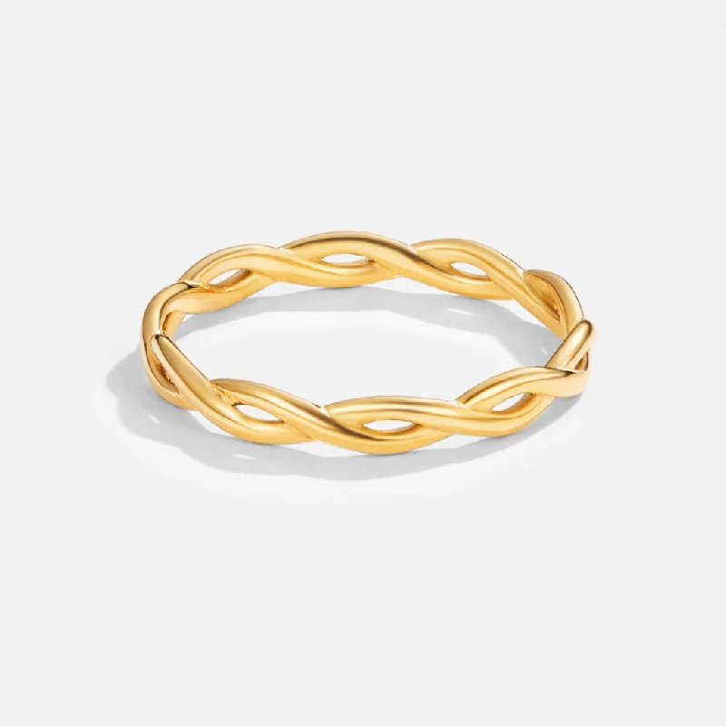 Ladies pearl ring-Infinity 18K Gold Twist Ring