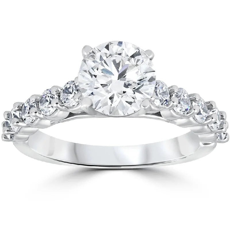 Ladies engagement rings with pear-shaped diamonds-14k White Gold 2 Ct TDW Diamond Engagement Ring Clarity Enhanced (G-H/SI)