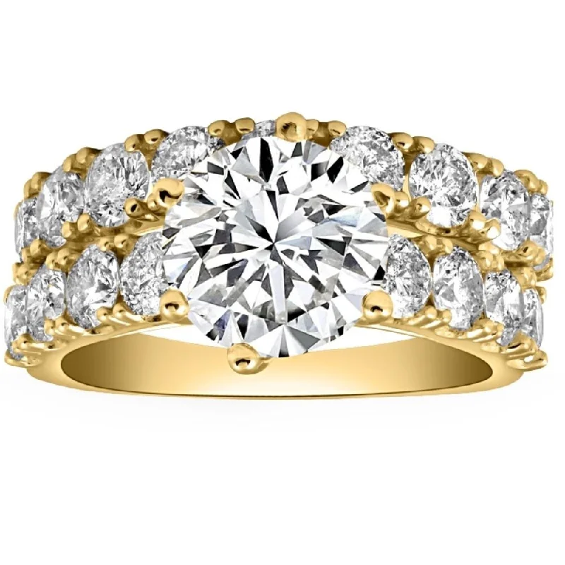 Ladies affordable engagement rings-VS 6 1/2Ct Diamond Engagement Wedding Ring Set in 10k Yellow Gold Lab Grown