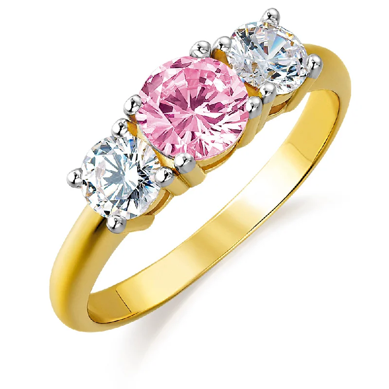 Ladies baguette diamond ring-Pink Trilogy Ring