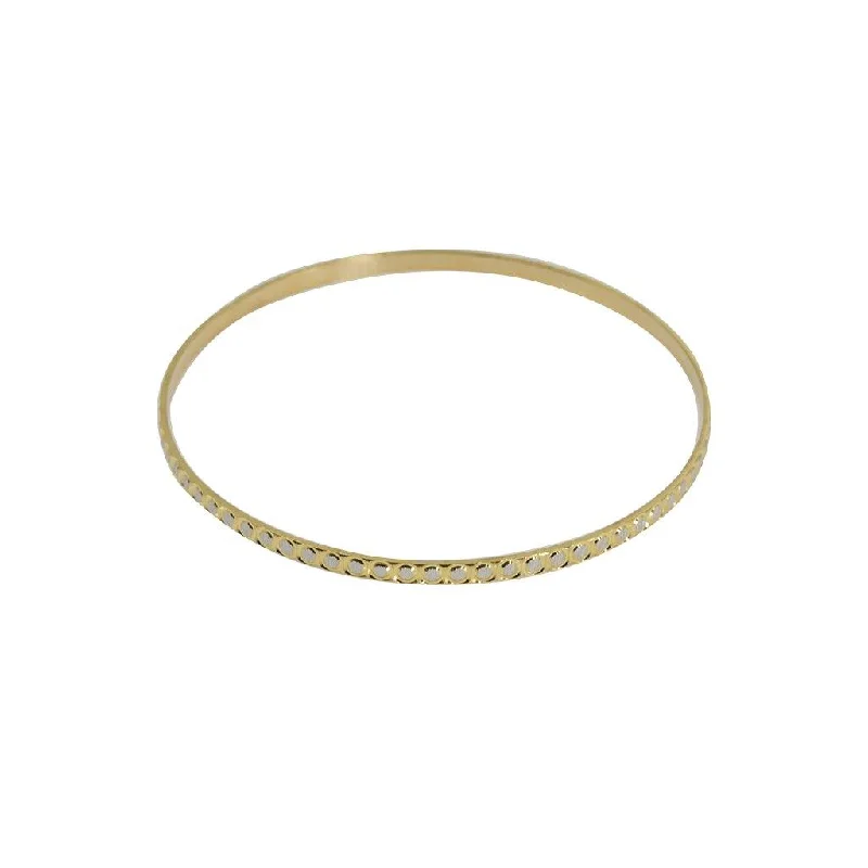 Ladies matching bracelet-22K Multi Tone Gold Bangles, Set of 6 W/ White Gold Circle Textured Design, Size 2.7