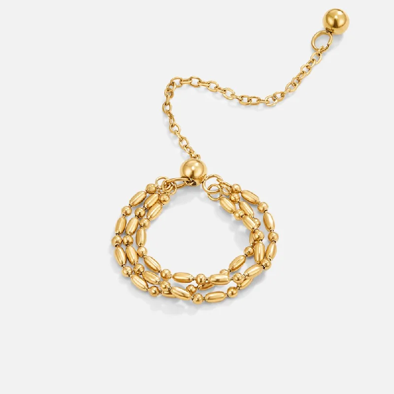 Ladies oval ring-Erina Gold Layered Chain Ring