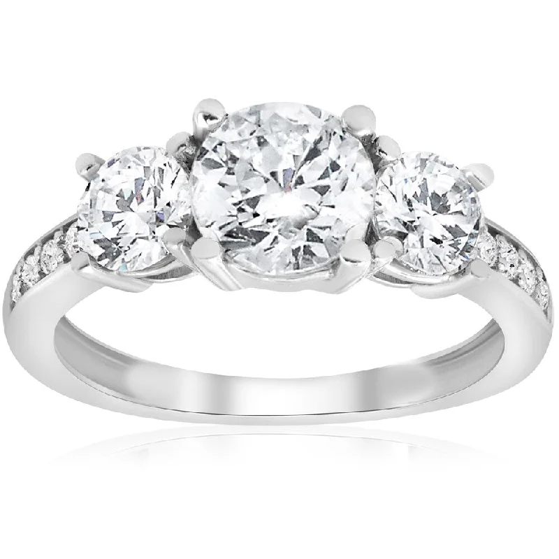 Ladies eco-friendly engagement rings-14K White Gold 1 3/4 ct TDW Diamond Three Stone Engagement Ring (J-K,I2-I3)