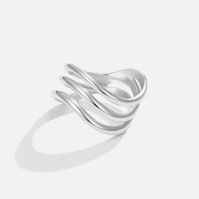 Ladies custom-designed ring-Kiya Layered Silver Ring