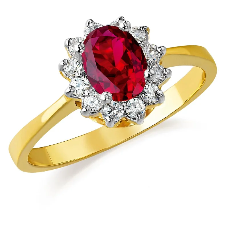 Ladies square ring-Tru-Ruby Cluster Ring