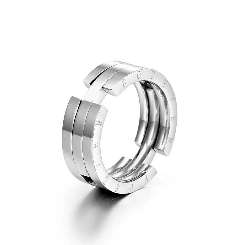 Ladies sapphire ring-Simple Style Geometric Titanium Steel Polishing Rings