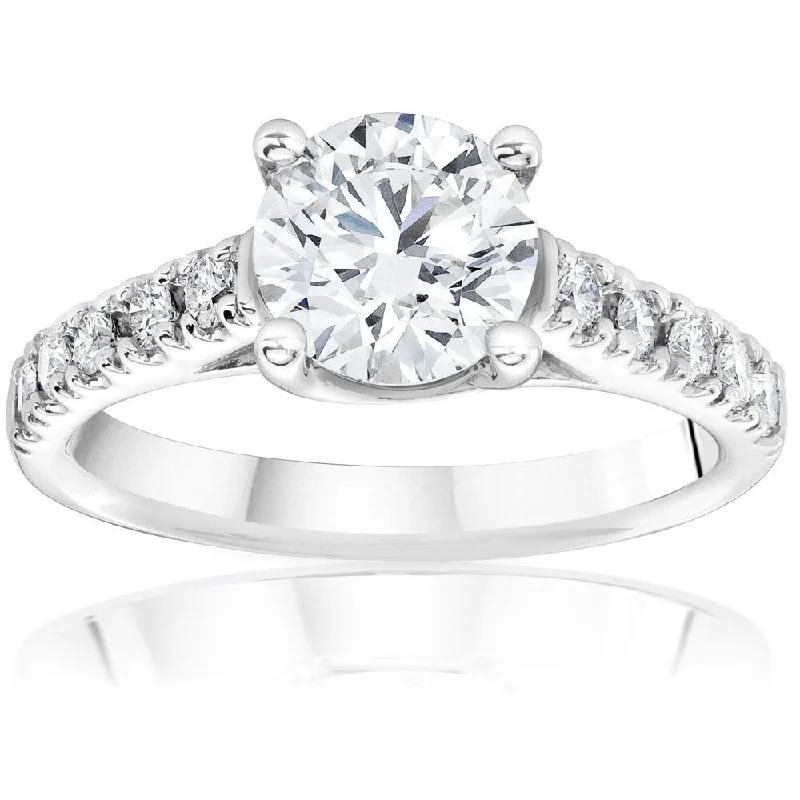 Ladies vintage diamond solitaire engagement rings-14k White Gold 1 1/4ct TDW Diamond Clarity Enhanced Engagement Diamond Solitaire Accent Ring