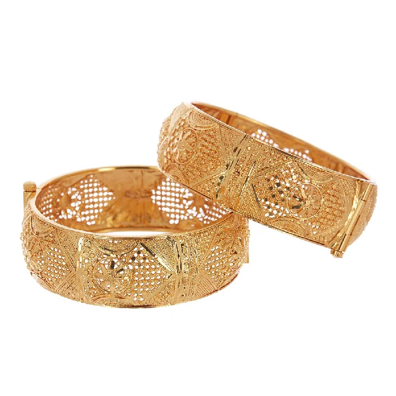 Ladies personalized bangle-Gold-Plated Alloy Filigree Work Broad Gold Plated Bangles - The Pari