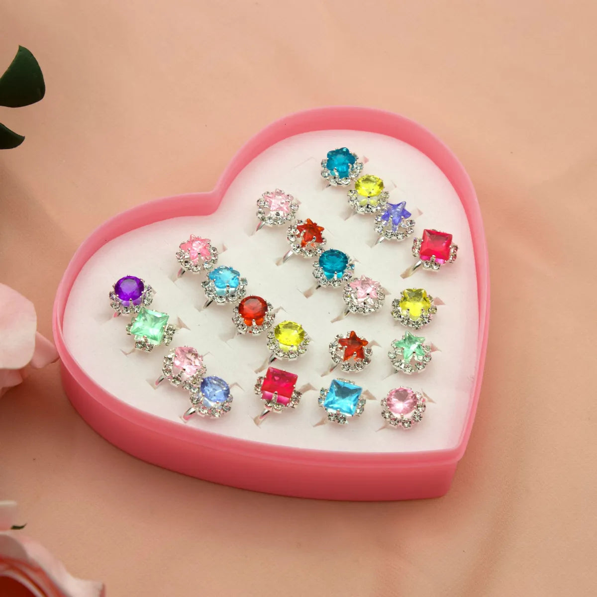 Ladies vintage style ring-Fashion Round Square Alloy Plating Inlay Rhinestones Girl's Rings 1 Set