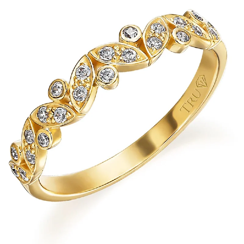 Ladies diamond wedding band-Leaflet Eternity Ring