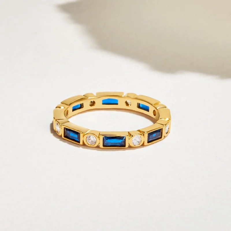 Ladies gold cocktail ring-Royal Blue Adeline Crystal Ring