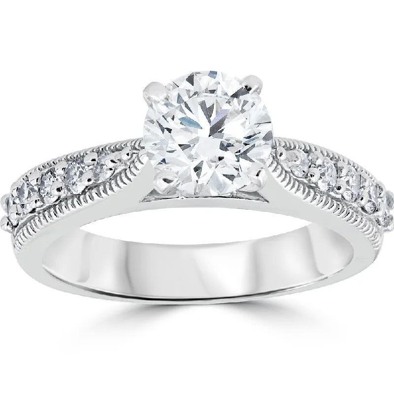 Ladies engagement rings with diamonds-14k White Gold 1 7/8 ct Diamond Clarity Enhanced Engagement Ring