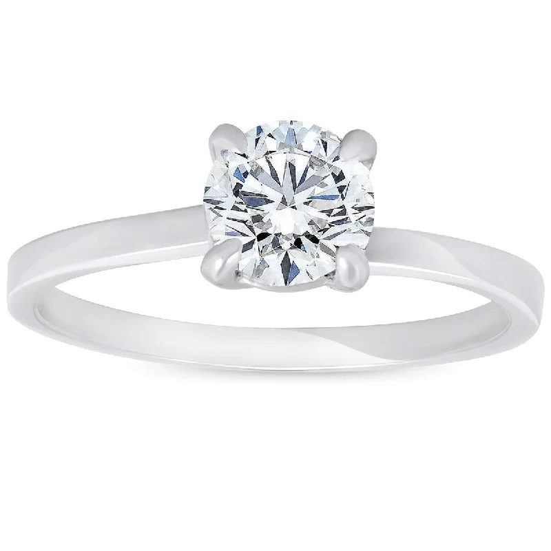 Ladies antique style engagement rings-3/4 ct Diamond Solitaire Engagement Ring Twist Band 14k White Gold