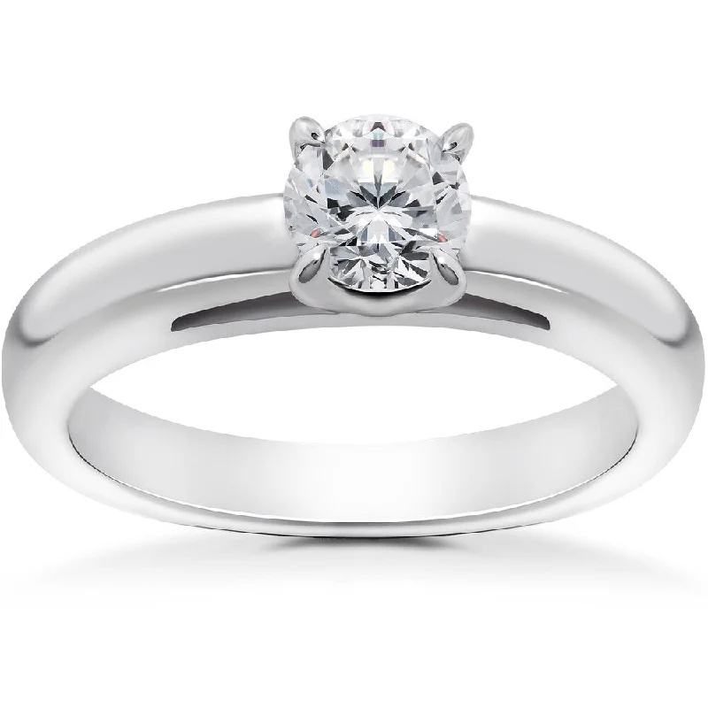 Ladies custom designed engagement rings-14k White 1/2ct Round Brilliant Cut Diamond Solitaire Engagement Ring