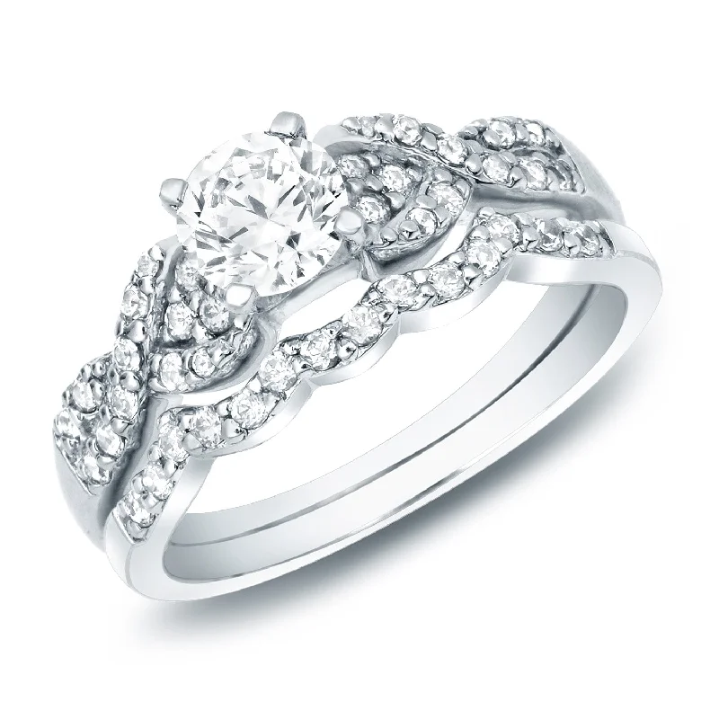 Ladies solitaire engagement rings with diamonds-Auriya 3/4ctw Braided Twist Diamond Engagement Ring Set 14k Gold