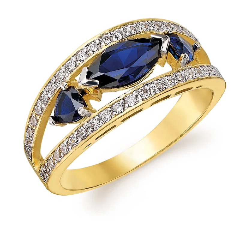 Ladies adjustable gemstone ring-Tru-Sapphire Marquise Ring