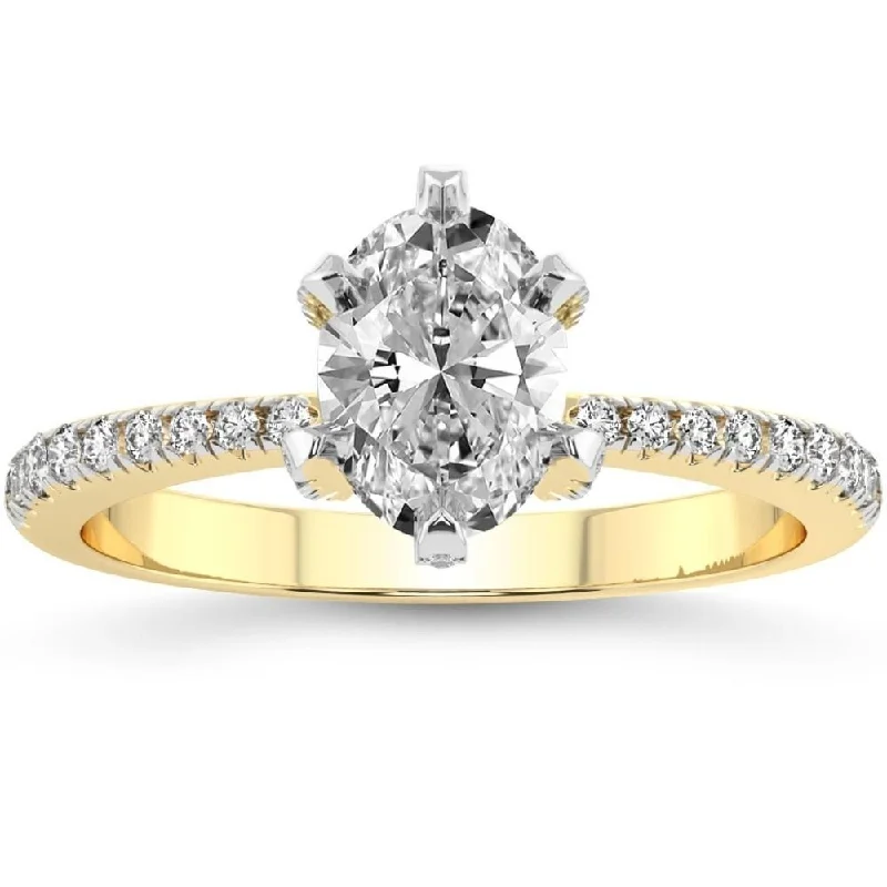 Ladies multi-stone engagement rings-VS 2 1/2Ct Oval Diamond Lab Grown Engagement Ring in White, Yellow or Rose Gold