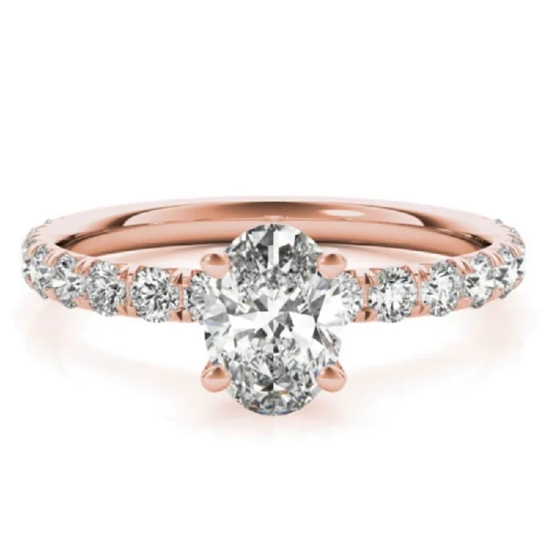 Ladies wedding engagement rings-1 1/2Ct Oval Diamond Engagement Ring 14k White Yellow or Rose Gold Lab Grown