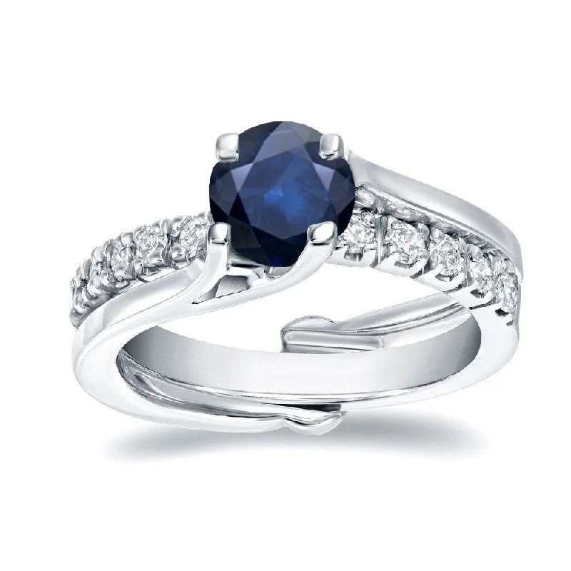 Ladies two-stone engagement rings-Auriya 14k Gold 3/5ct Sapphire Insert Diamond Engagement Ring Set 2/5ctw