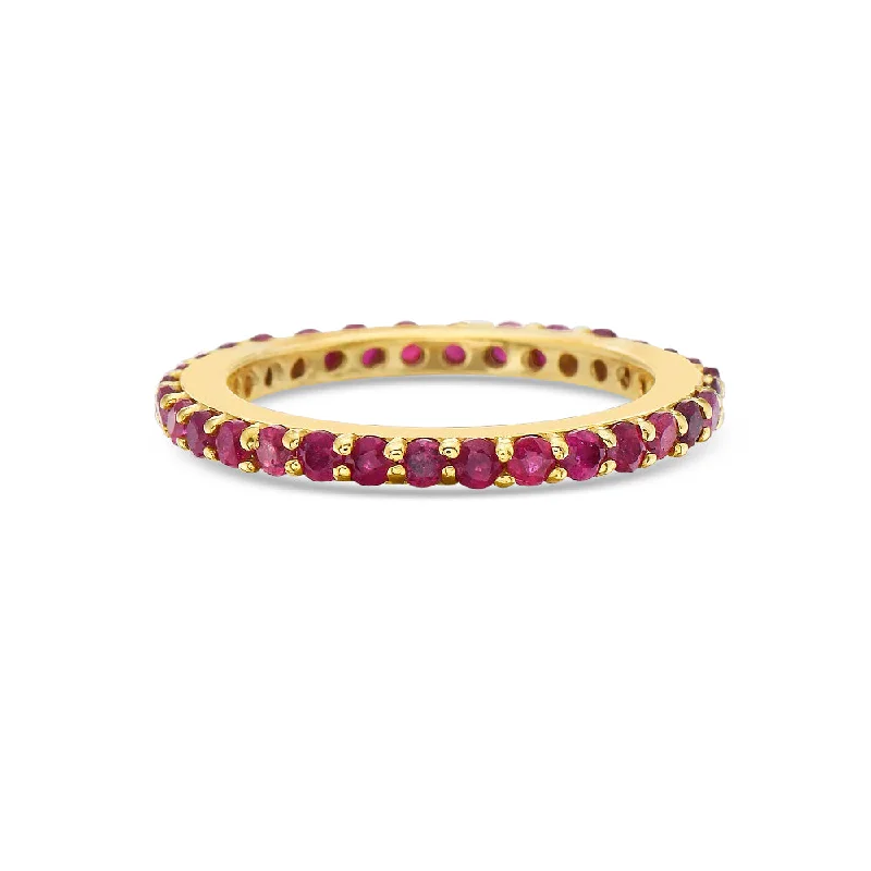 Ladies infinity ring-Ruby Eternity Band Ring (1.75 ct.) 4-Prongs Setting in 14K Gold