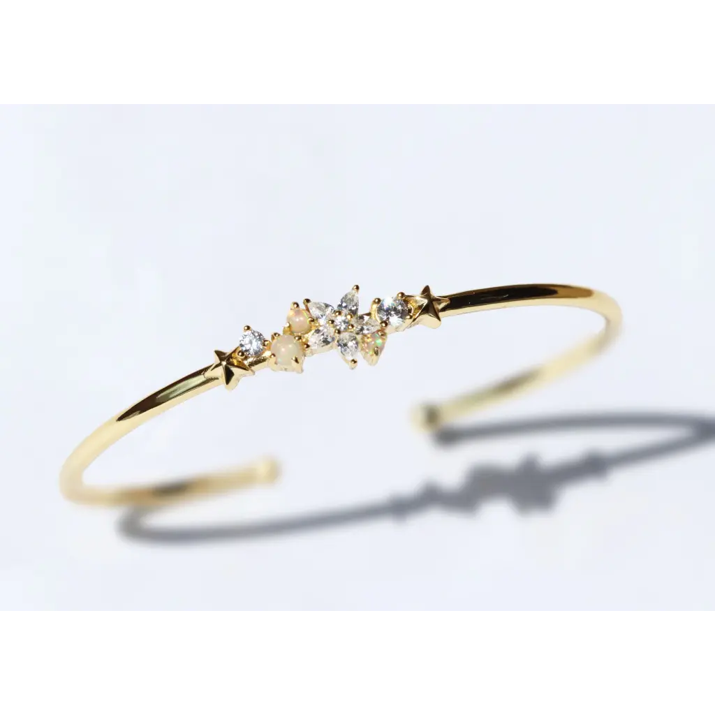 Ladies wide bracelet-Ophelia Bangles - Gold