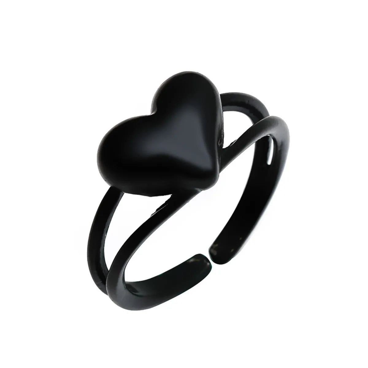 Ladies men’s and women’s matching rings-New Fashion Black Peach Heart Multi-layer Ring Wholesale Gooddiy