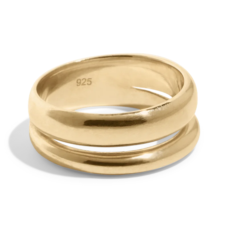 Ladies three-stone ring-THE BOBBIE RING - solid gold