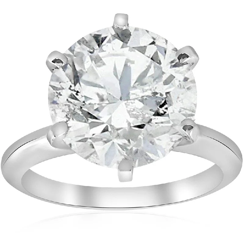 Ladies simple engagement rings-Pompeii3 14k White Gold 4 ct. TDW Enhanced Solitaire Diamond Engagement Ring