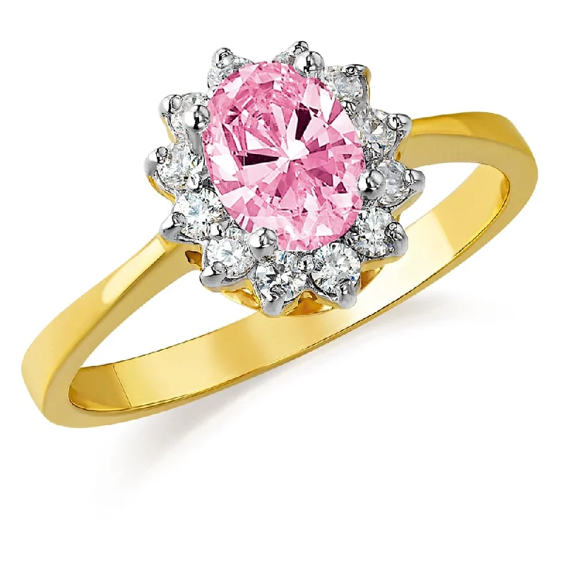 Ladies titanium ring-Pink Cluster Ring