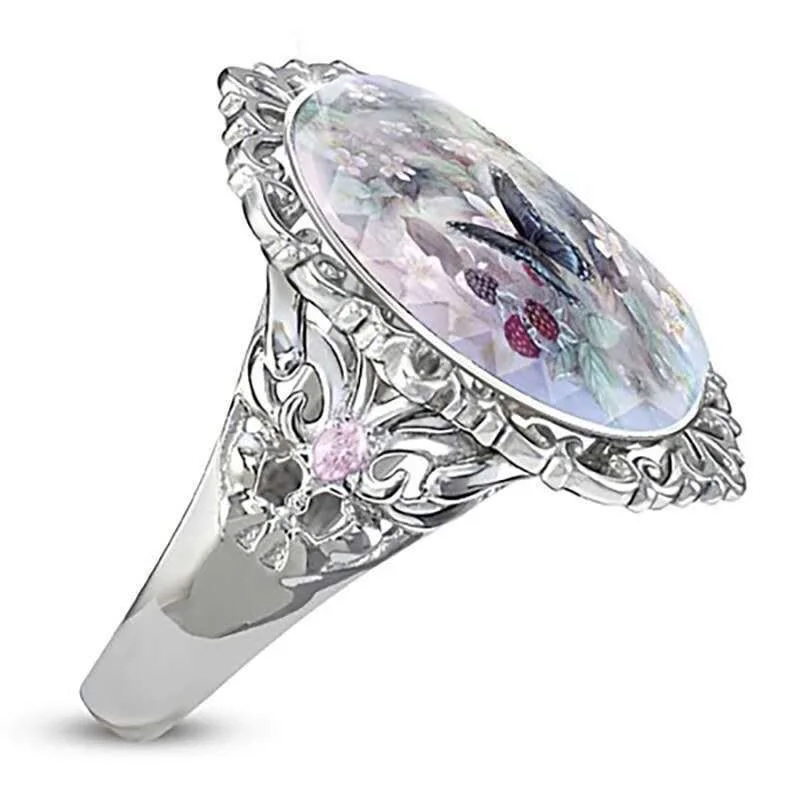 Ladies sapphire ring-Elegant Butterfly Alloy Plating Inlay Resin Women's Rings