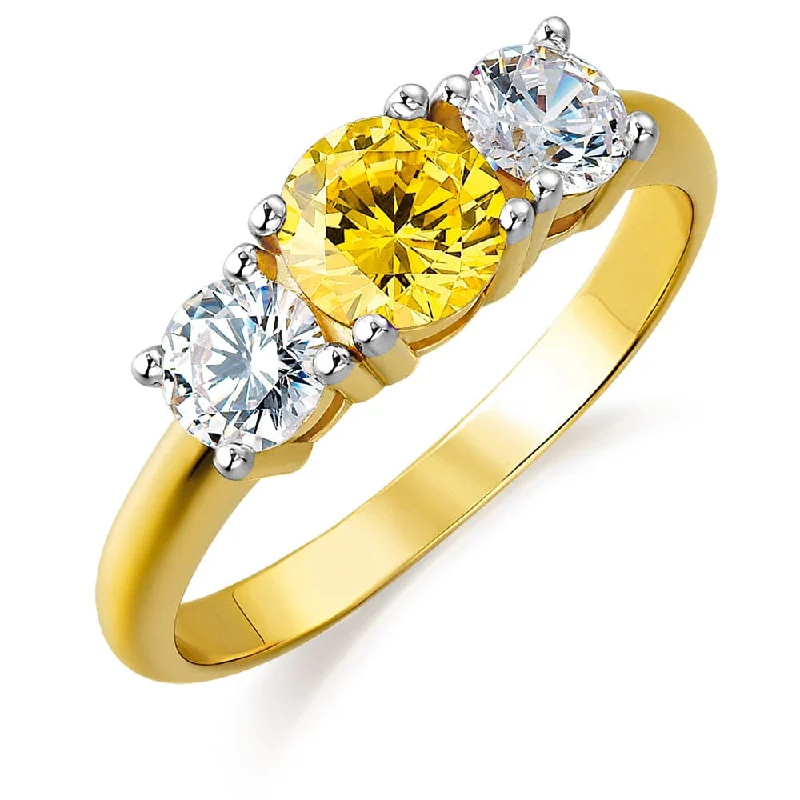 Ladies wedding ring set-Yellow Trilogy Ring