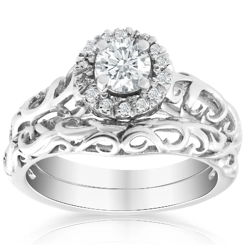 Ladies vintage engagement rings-950 Platinum Certified 5/8ct Diamond Engagement Ring Wedding Set