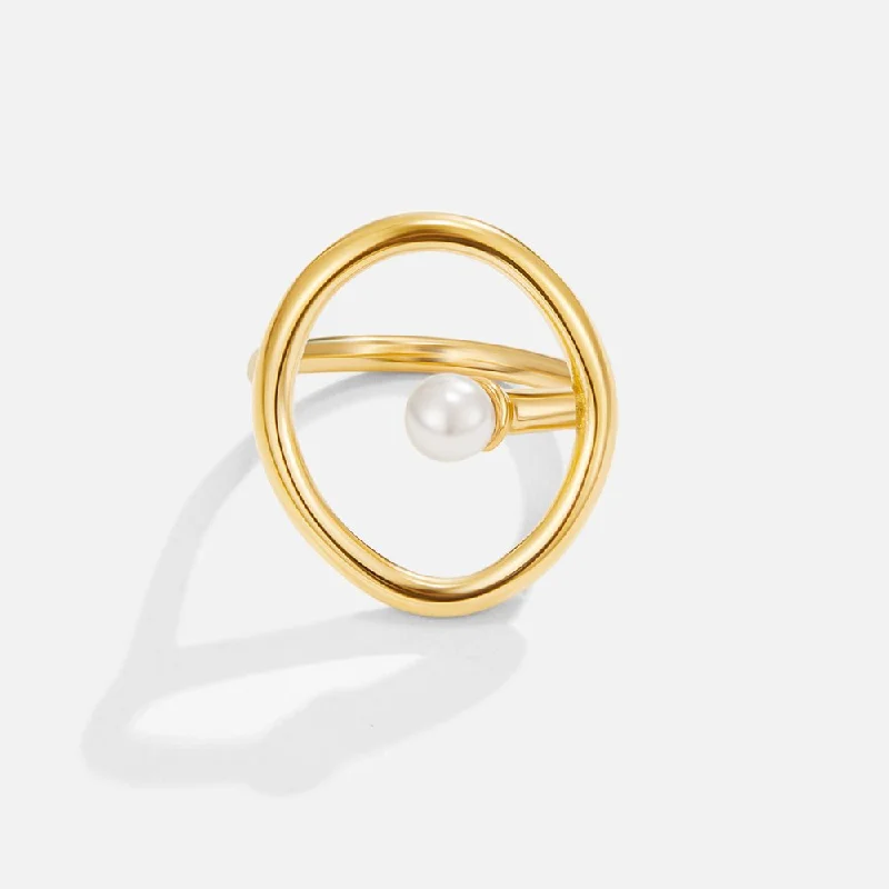 Ladies birthstone ring-Melisa Pearl Gold Ring