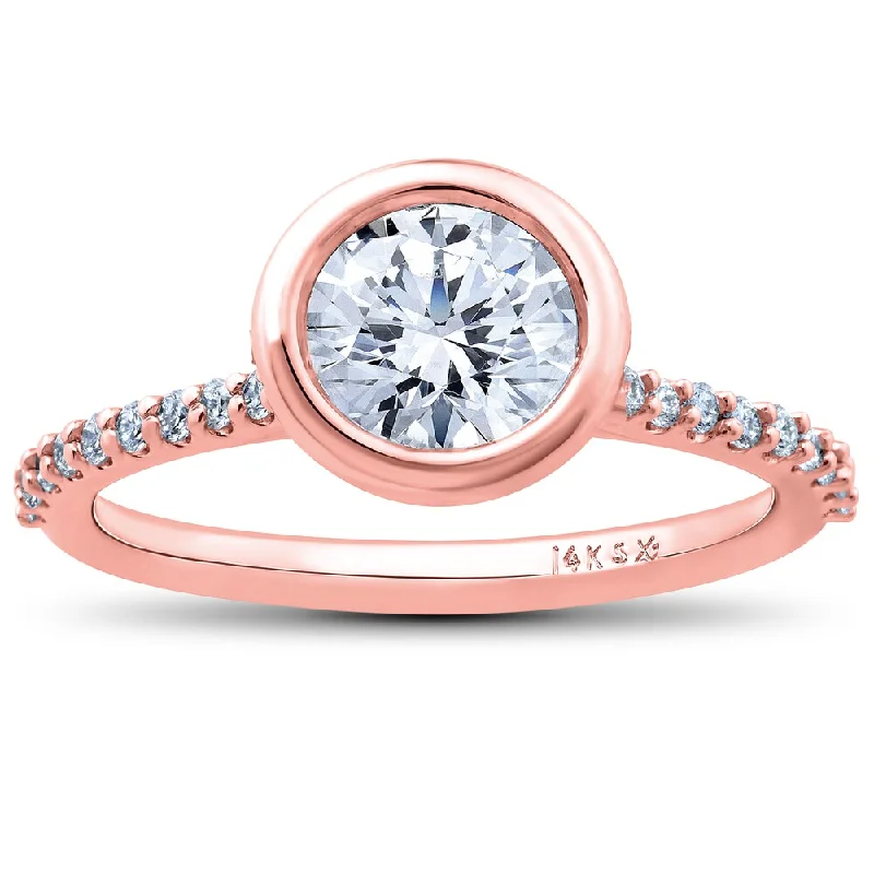 Ladies stackable engagement rings with diamonds-14k Rose Gold 1 3/4ct TDW Charlotte Lab Grown Diamond Engagement Ring