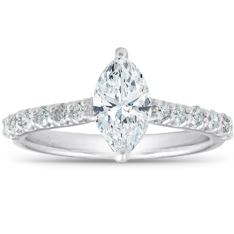 Ladies heirloom engagement rings-14k White Gold 1 1/3 Ct TDW Marquise Diamond Engagement Ring Clarity Enhanced