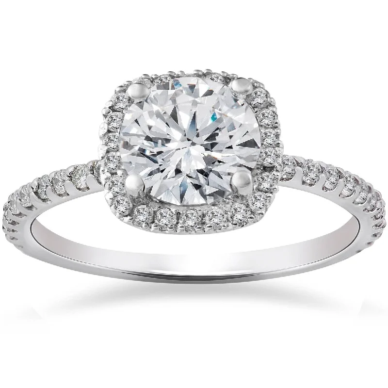 Ladies engagement rings with colored diamonds-2 CT Round Cut Diamond Solitaire Engagement Ring White Gold Lab Grown